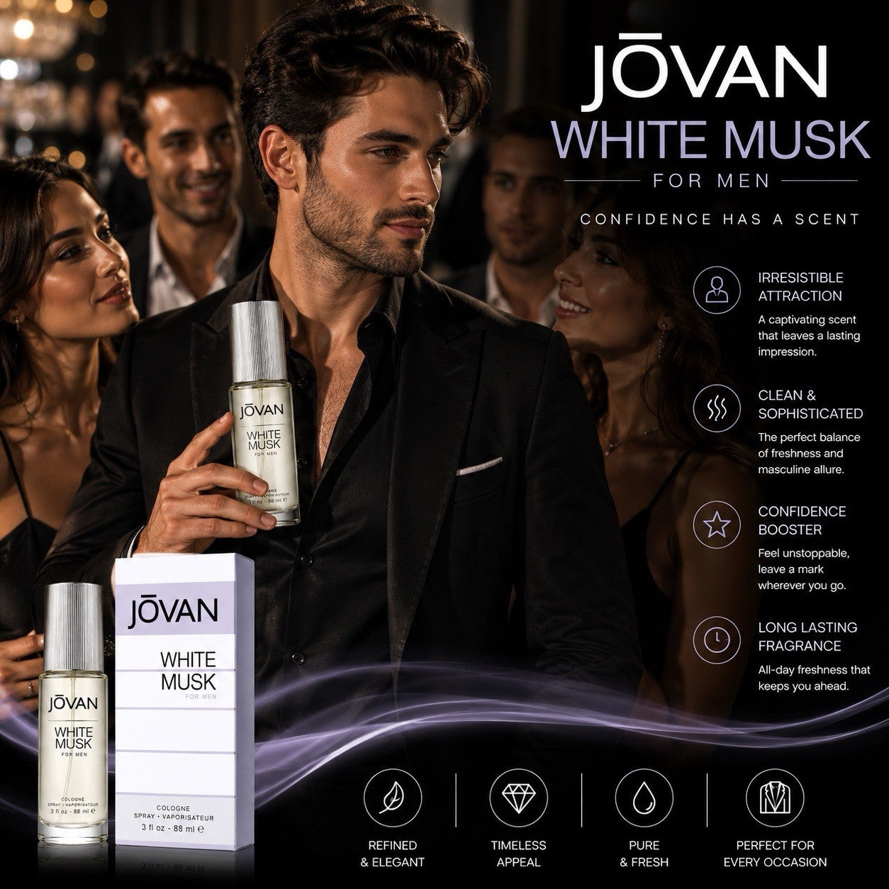 Jovan White Musk by Jovan for Men - 3 oz EDC Spray - Lumi and Leo