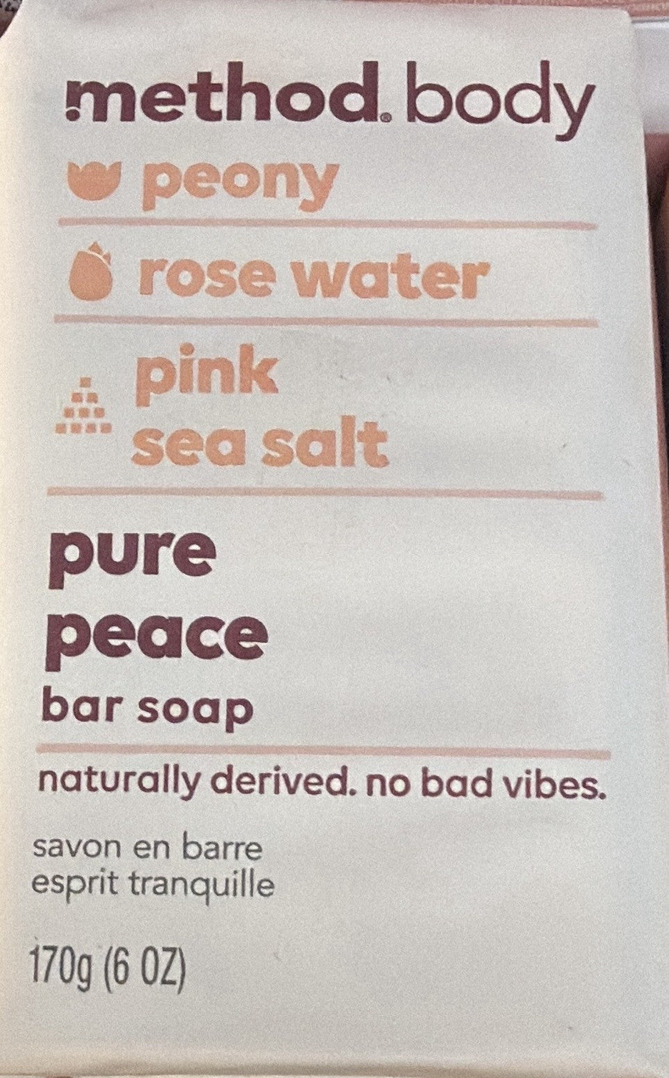 Method Body Pure Peace Bar Soap 4 Pack 6 Oz Each Bar Peony Rose Waters Pink Salt - Lumi and Leo