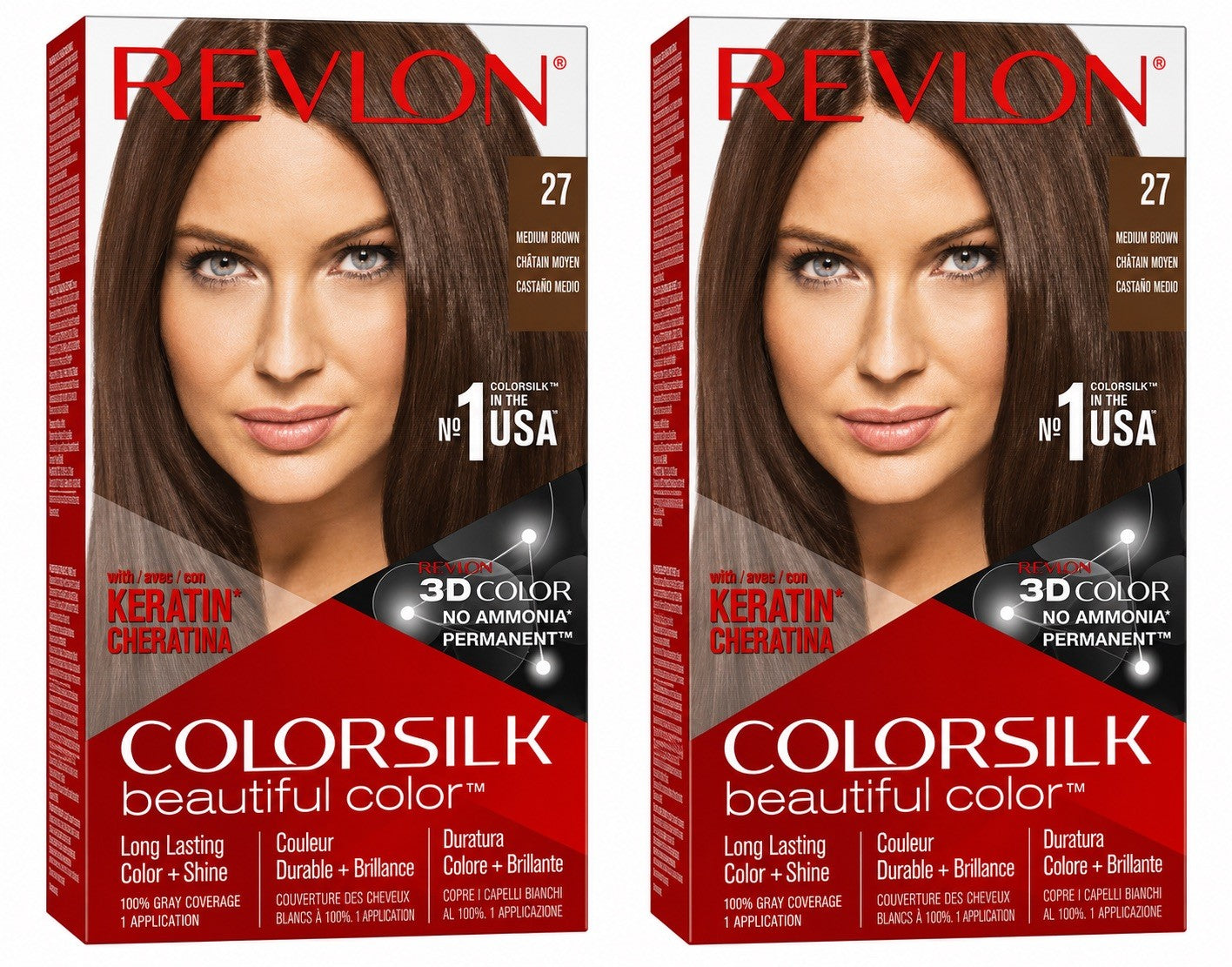 Revlon ColorSilk Hair Color 27 Medium Brown Permanent Hair Dye Pack of 2 - Lumi and Leo