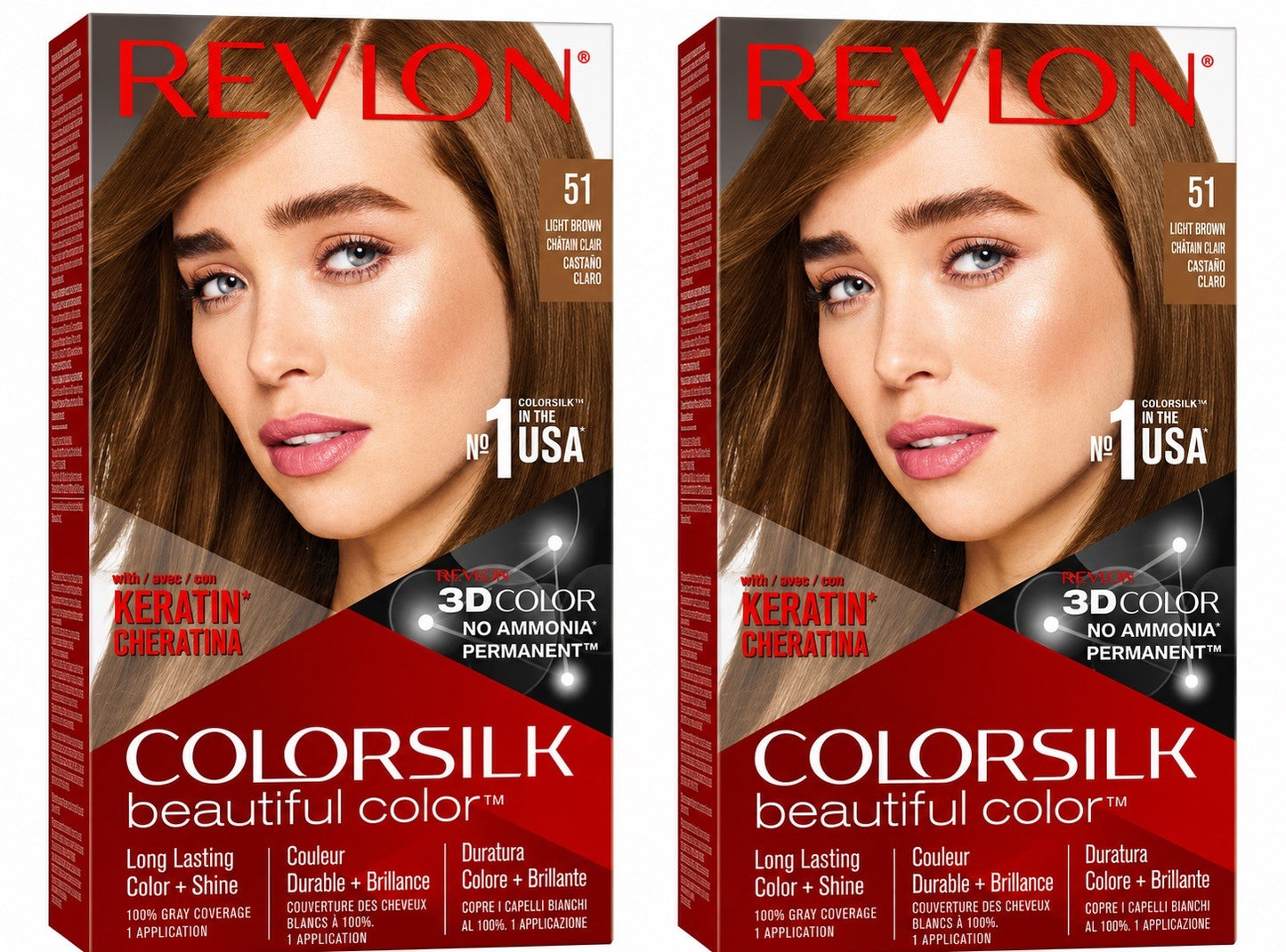 Revlon ColorSilk Hair Color 51 Light Brown Permanent Hair Dye Pack of 2 - Lumi and Leo