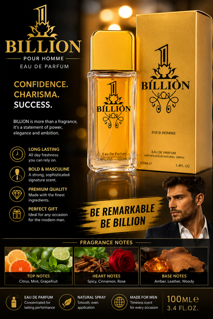 1 BILLION POUR HOMME EAU DE PARFUM – 100ML / 3.4 FL.OZ. rich heart - Lumi and Leo