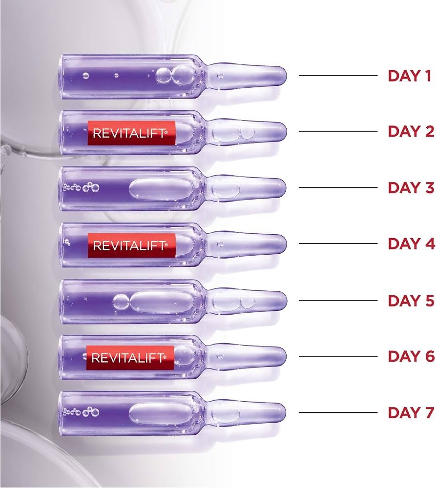 1 Pack L'OREAL Revitalift 1.9% Pure Hyaluronic Acid Replumping Ampoules 7 Per