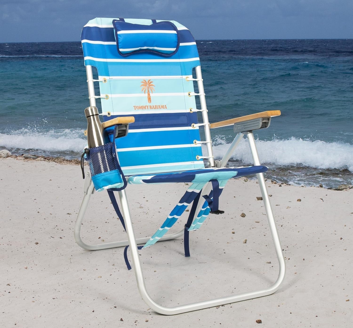 1 x Tommy Bahama SC650TB 4 Position Backpack Beach Chair Cooler Pillow Blue