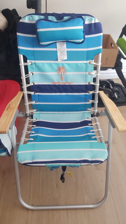 1 x Tommy Bahama SC650TB 4 Position Backpack Beach Chair Cooler Pillow Blue - Lumi and Leo