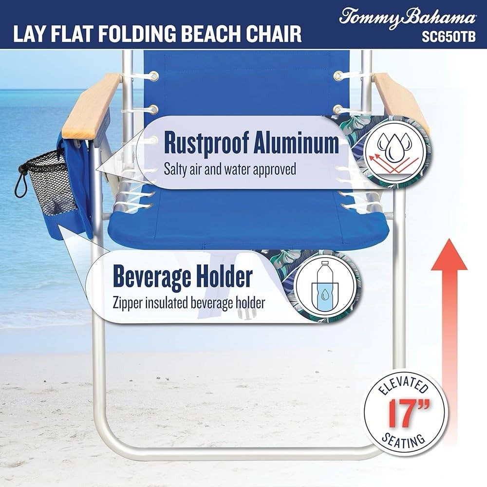 1 x Tommy Bahama SC650TB 4 Position Backpack Beach Chair Cooler Pillow Blue