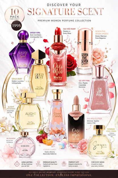 10 Piece Women's Perfume Collection Gift Set 100ml Eau de Parfum & EDT - Lumi and Leo