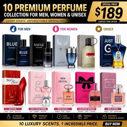 10 Premium Perfume Gift Set for Men Women & Unisex | 100ml Fragrance Collection - Lumi and Leo