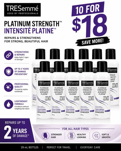 10  X  TRESemme PLATINUM STRENGHT Conditioner Repairs 2 years Damage Hair Travel - Lumi and Leo