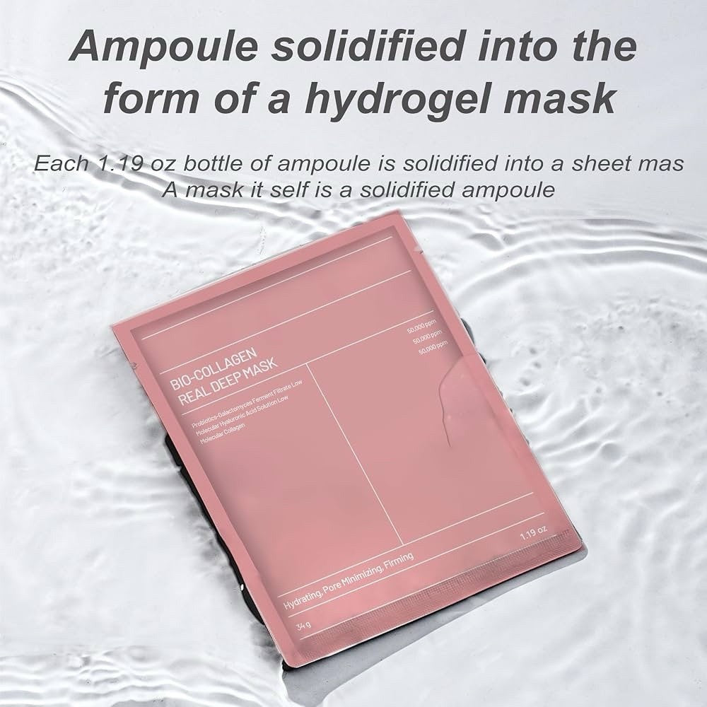 10 Pack Bio-Collagen Real Deep Hydrogel Face Masks Hyaluronic Acid 34ml