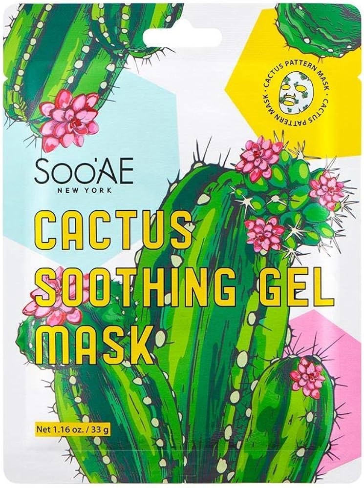 10 Pack Soo'AE Cactus & Aloe Soothing Hydrogel Face Masks 27g Korean