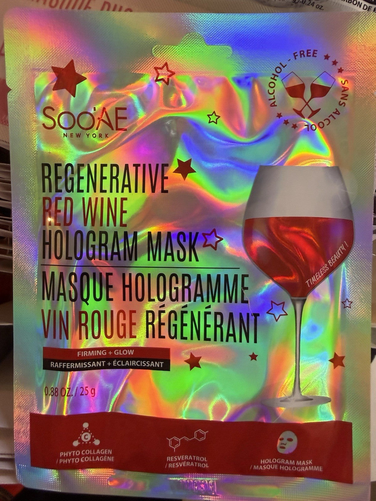 Soo'AE Red Wine Anti-Aging Hologram Face Mask 10 Pack Firming Brightening