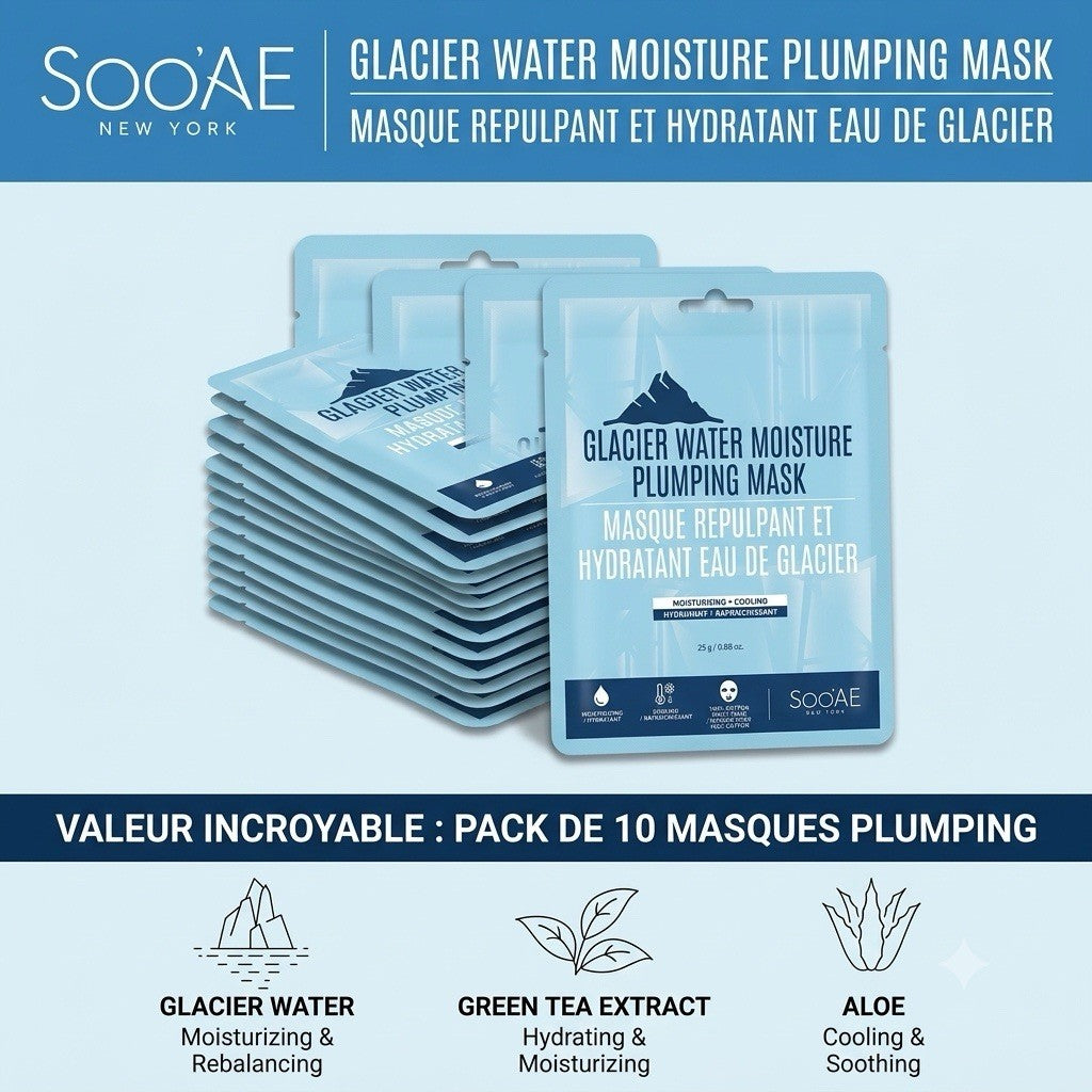 Soo'AE Glacier Water Moisture Plumping Sheet Mask 10 Pack K-Beauty Hydrating