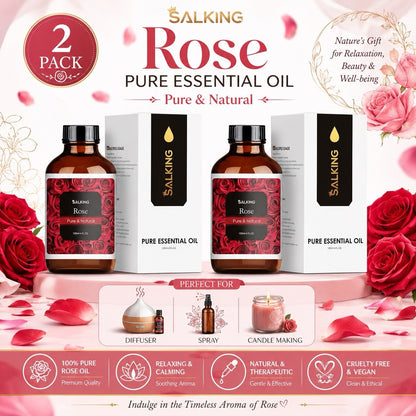 SALKING Rose Essential Oil 120mL 2 Pack Diffuser Candle Soap Fragrance