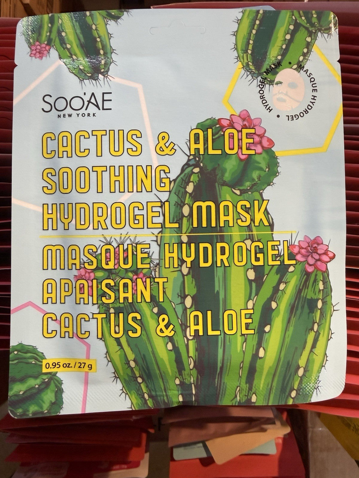 10 Pack Soo'AE Cactus & Aloe Soothing Hydrogel Face Masks 27g Korean