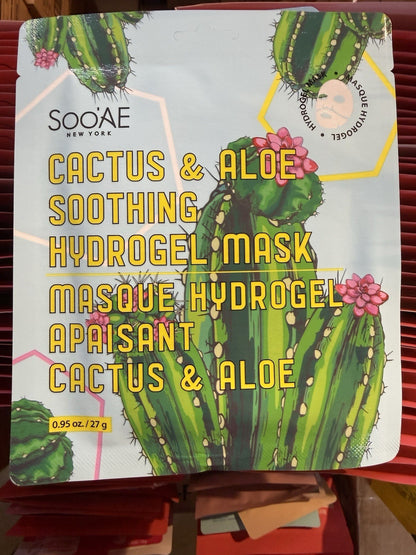 10 Pack Soo'AE Cactus & Aloe Soothing Hydrogel Face Masks 27g Korean