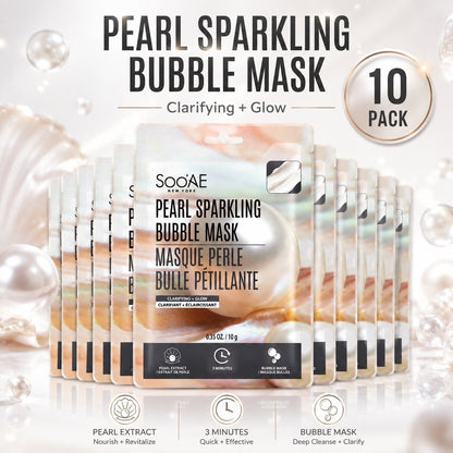 10 Pack Soo'AE Pearl Sparkling Bubble Face Mask Clarifying Glow Korean 10g