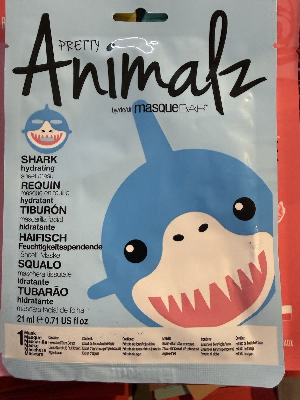 10 Pack Masque BAR Pretty Animalz Shark Hydrating Sheet Face Mask 21ml