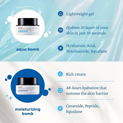 2 X Belief The True Cream Aqua Bomb Moisturizer Mini & The True Cream 0.33 oz