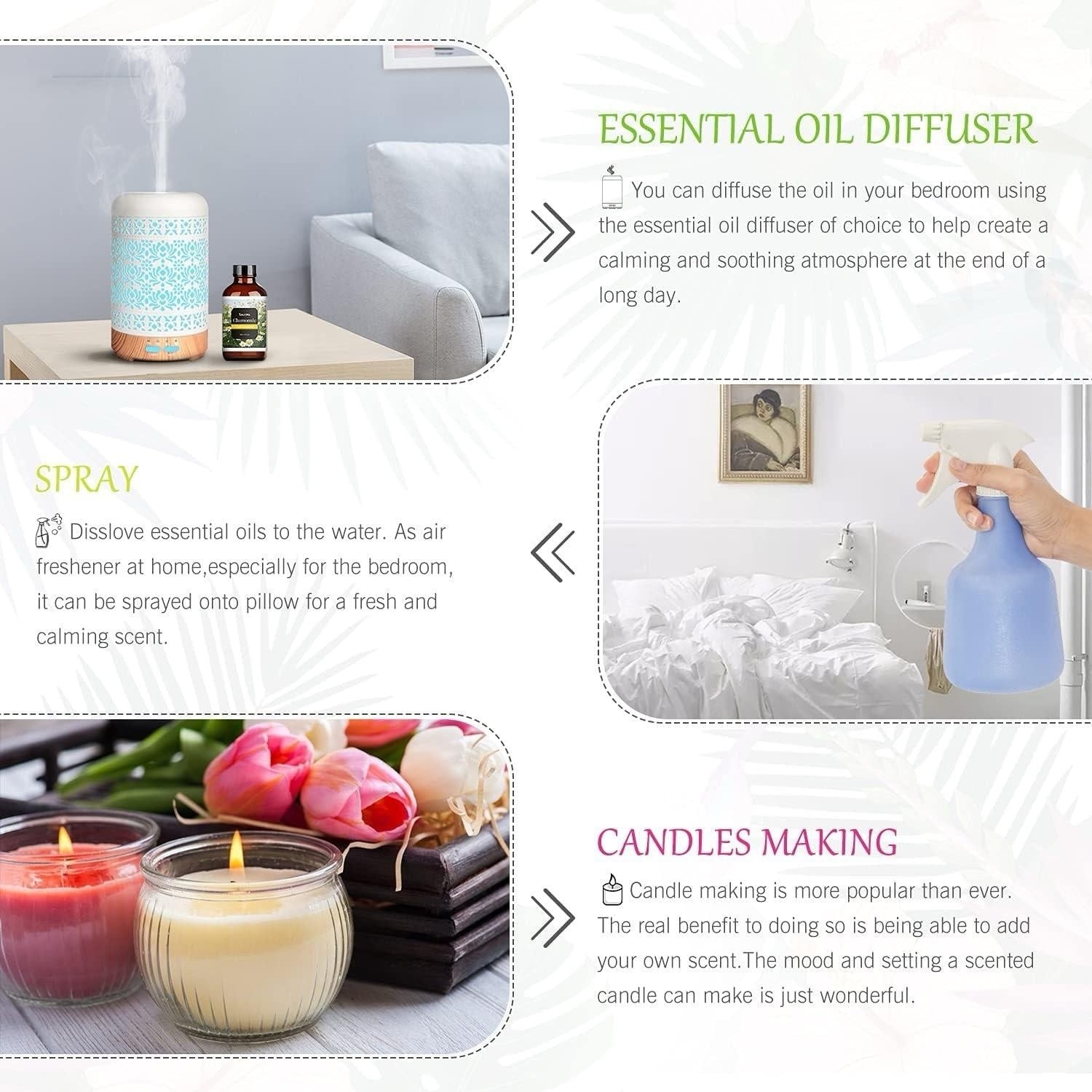 SALKING Rose Essential Oil 120mL 2 Pack Diffuser Candle Soap Fragrance
