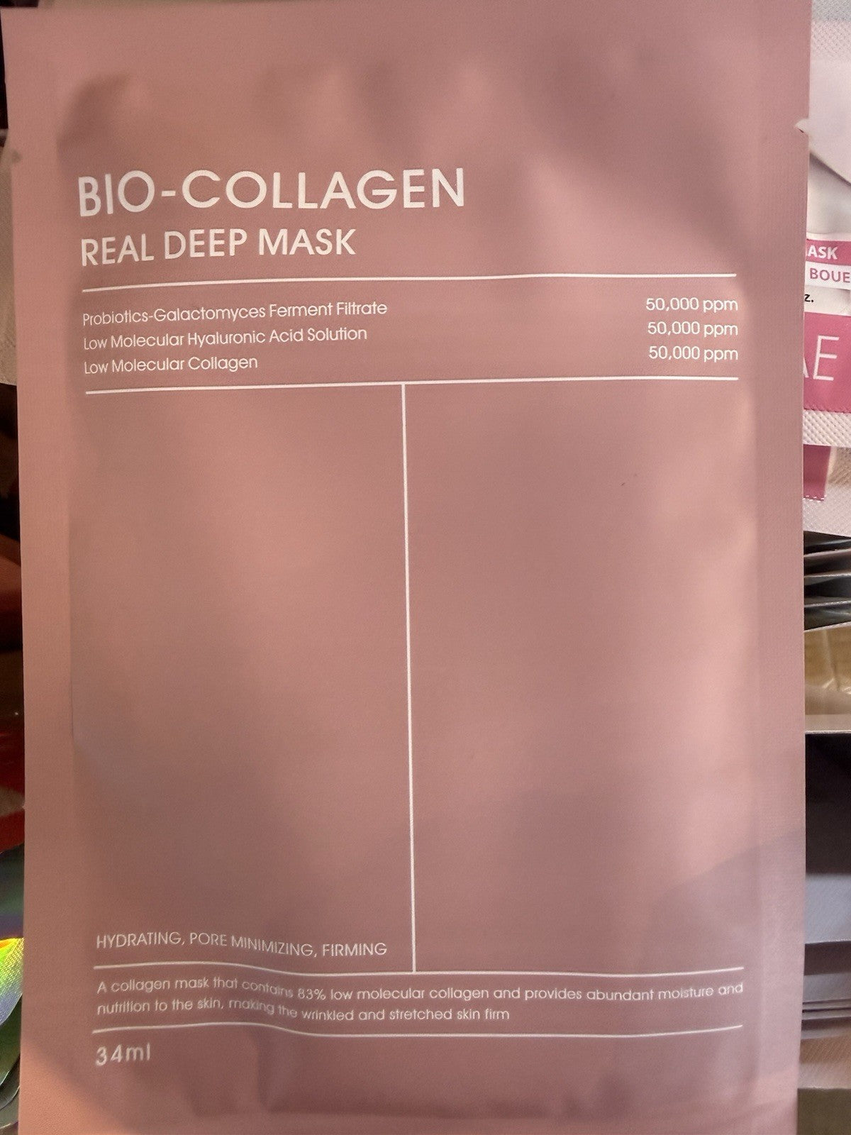 10 Pack Bio-Collagen Real Deep Hydrogel Face Masks Hyaluronic Acid 34ml