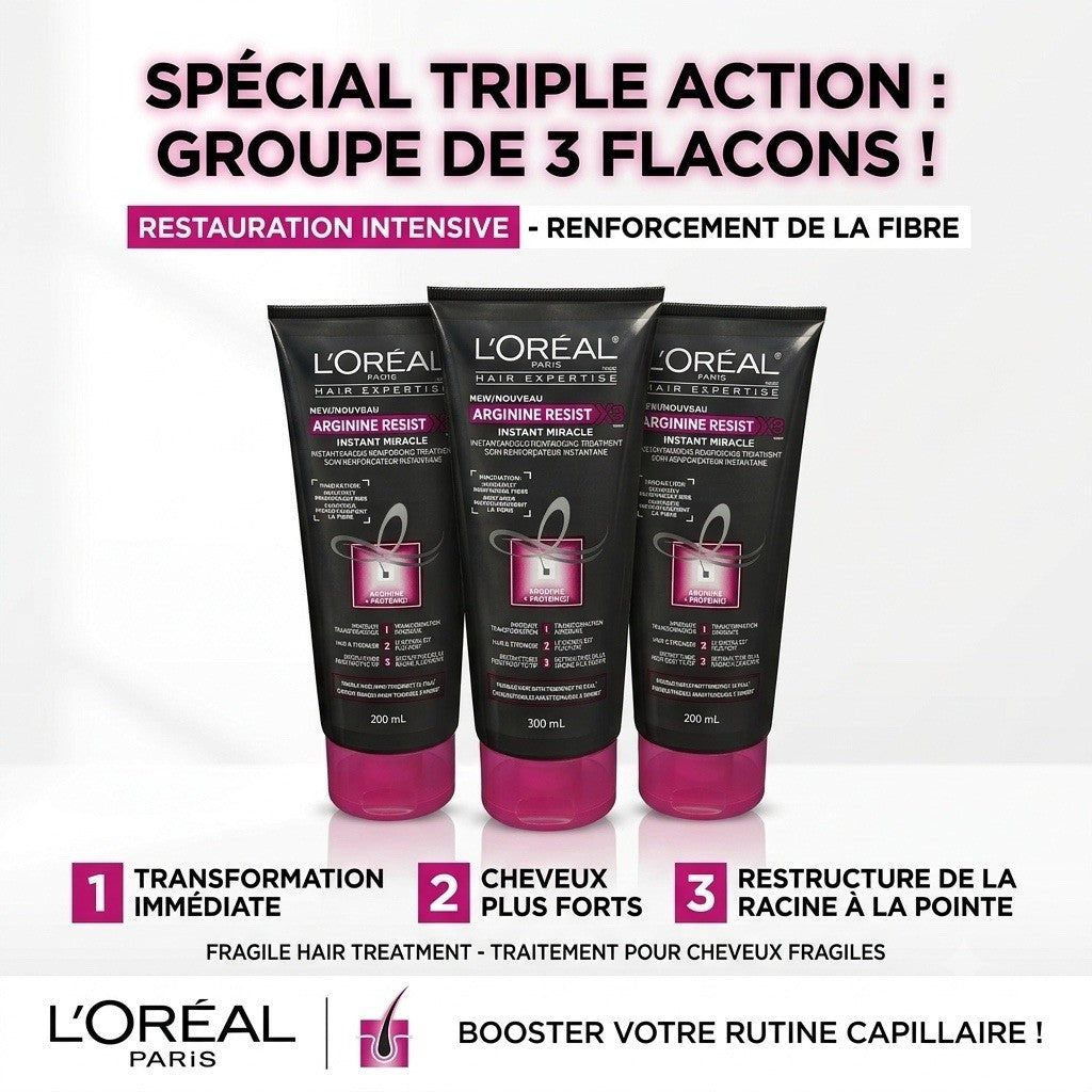 3 L'OREAL PARIS HAIR EXPERTISE ARGININE RESIST X3 INSTANT MIRACLE HAIR TREATMENT