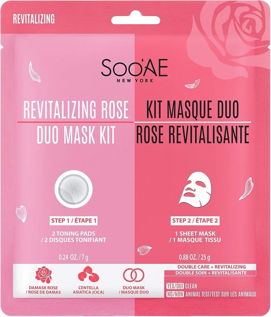 10 Pack Soo'AE Revitalizing Rose Duo Mask Kit Toning Pads & Sheet Face Mask