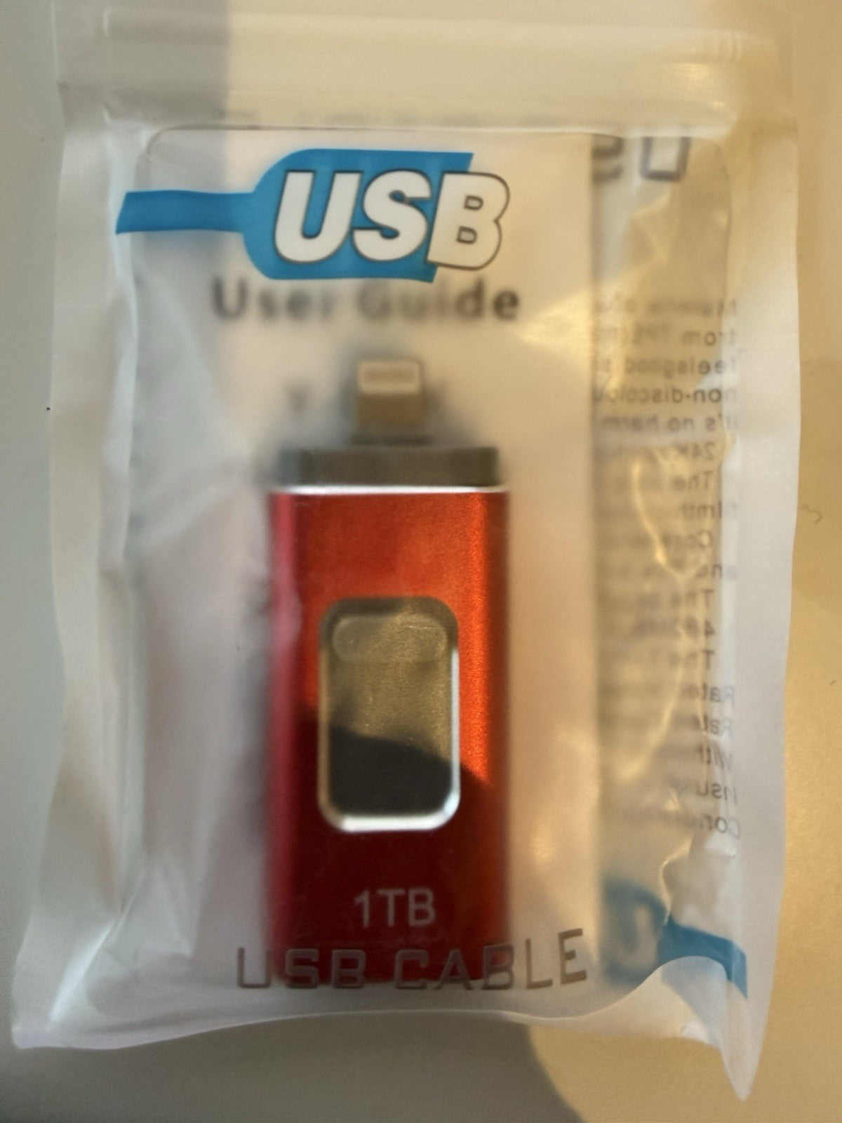 1TB USB Flash Drive for iPhone Lightning USB Memory Stick 480Mbps OTG Red - Lumi and Leo