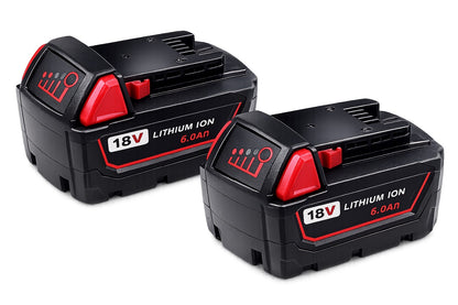 2-Pack 18V 6.0Ah Lithium-Ion Replacement Batteries for Milwaukee M18 Tools – New - Lumi and Leo
