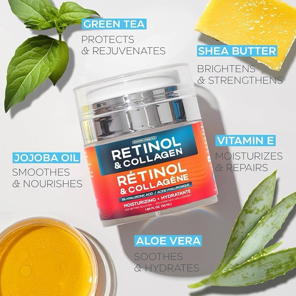 2 Pack Moonrin Retinol & Collagen Face Moisturizer Cream 55ml Hyaluronic Acid - Lumi and Leo