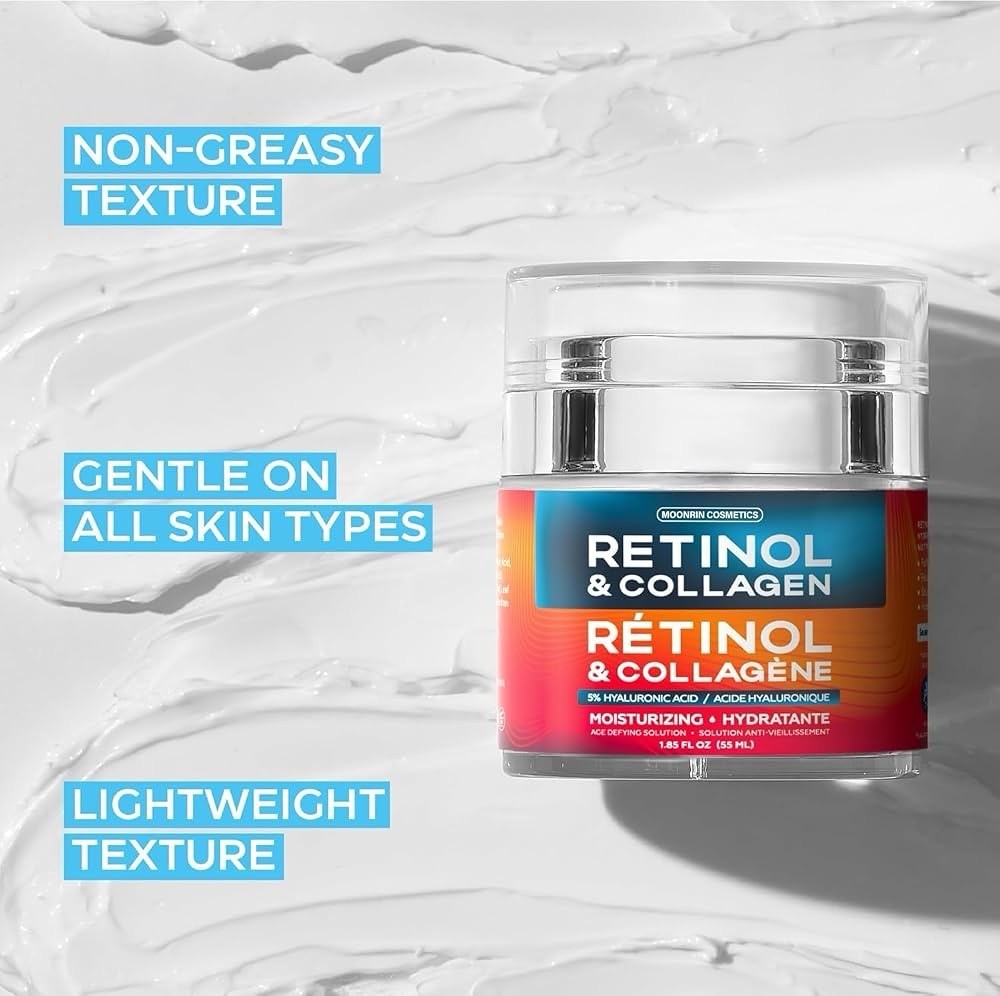 2 Pack Moonrin Retinol & Collagen Face Moisturizer Cream 55ml Hyaluronic Acid
