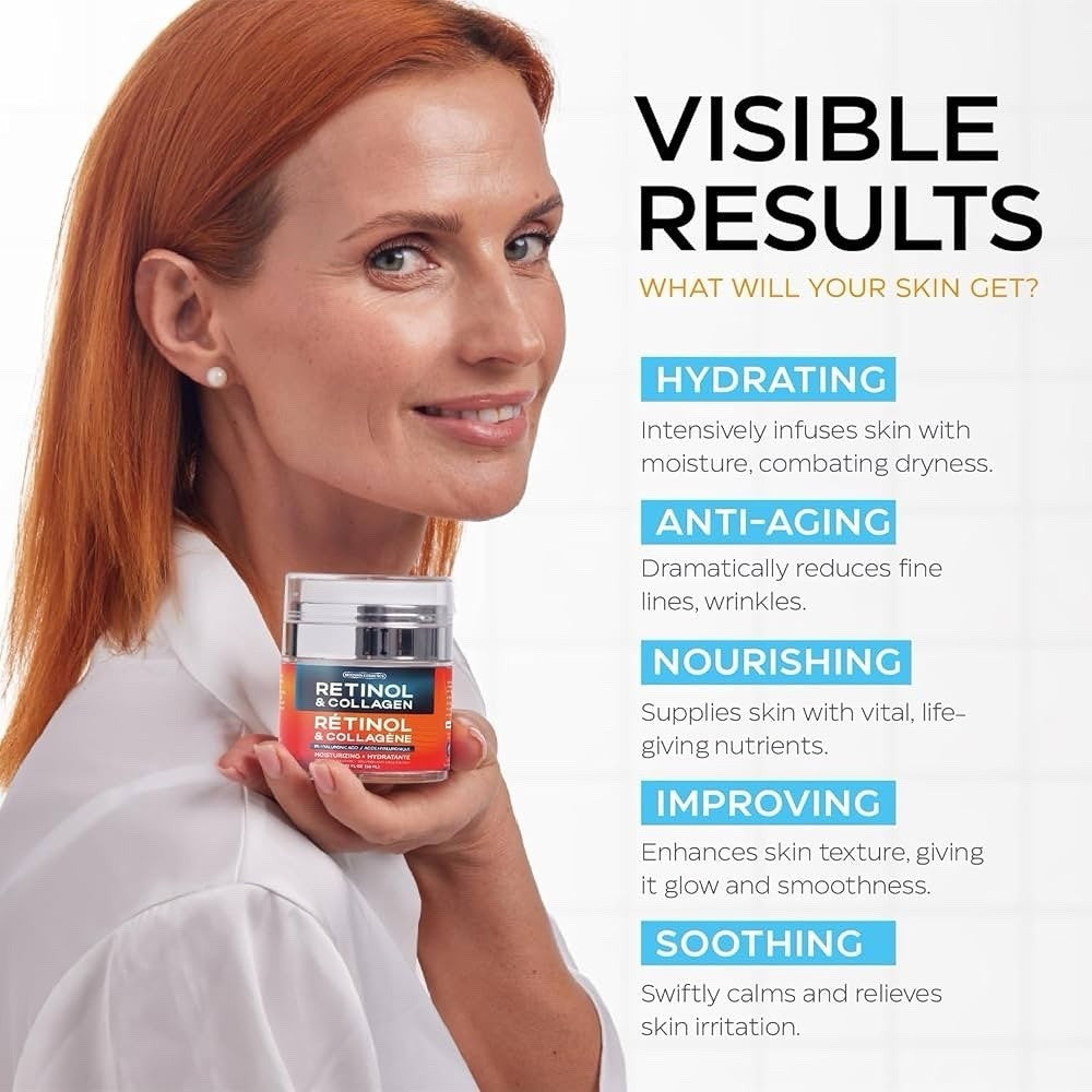 2 Pack Moonrin Retinol & Collagen Face Moisturizer Cream 55ml Hyaluronic Acid