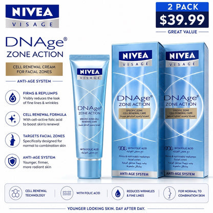 2 Pack NIVEA Visage DNAge Zone Action Anti-Age Cell Renewal Cream 30ml - Lumi and Leo