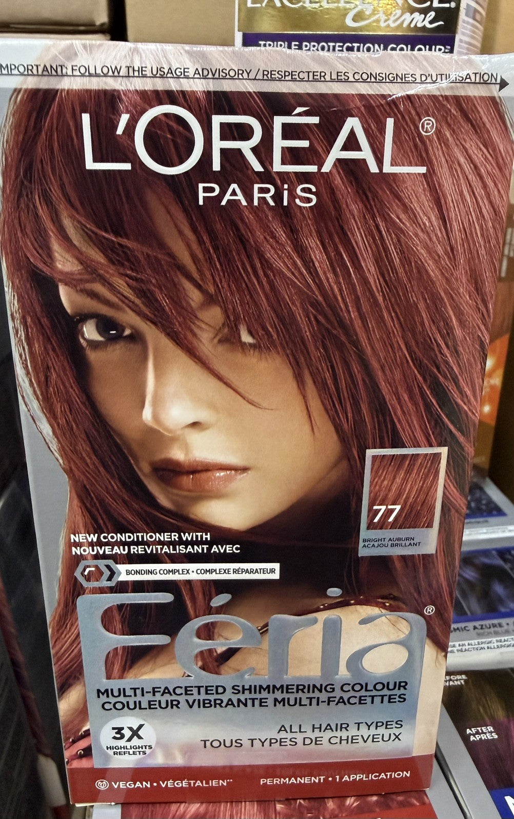 2 x L'Oreal Paris Feria Multi-Faceted Shimmering Color 77 Bright Auburn Hair Dye