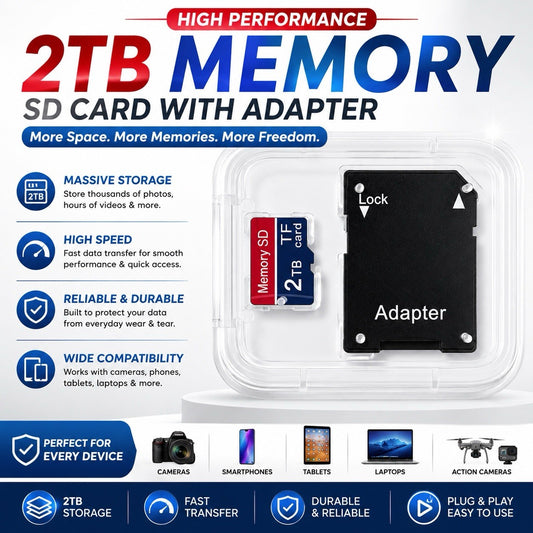 2TB Micro SD Memory Card with SD Adapter TF Card for Compatible Devices - Lumi and Leo