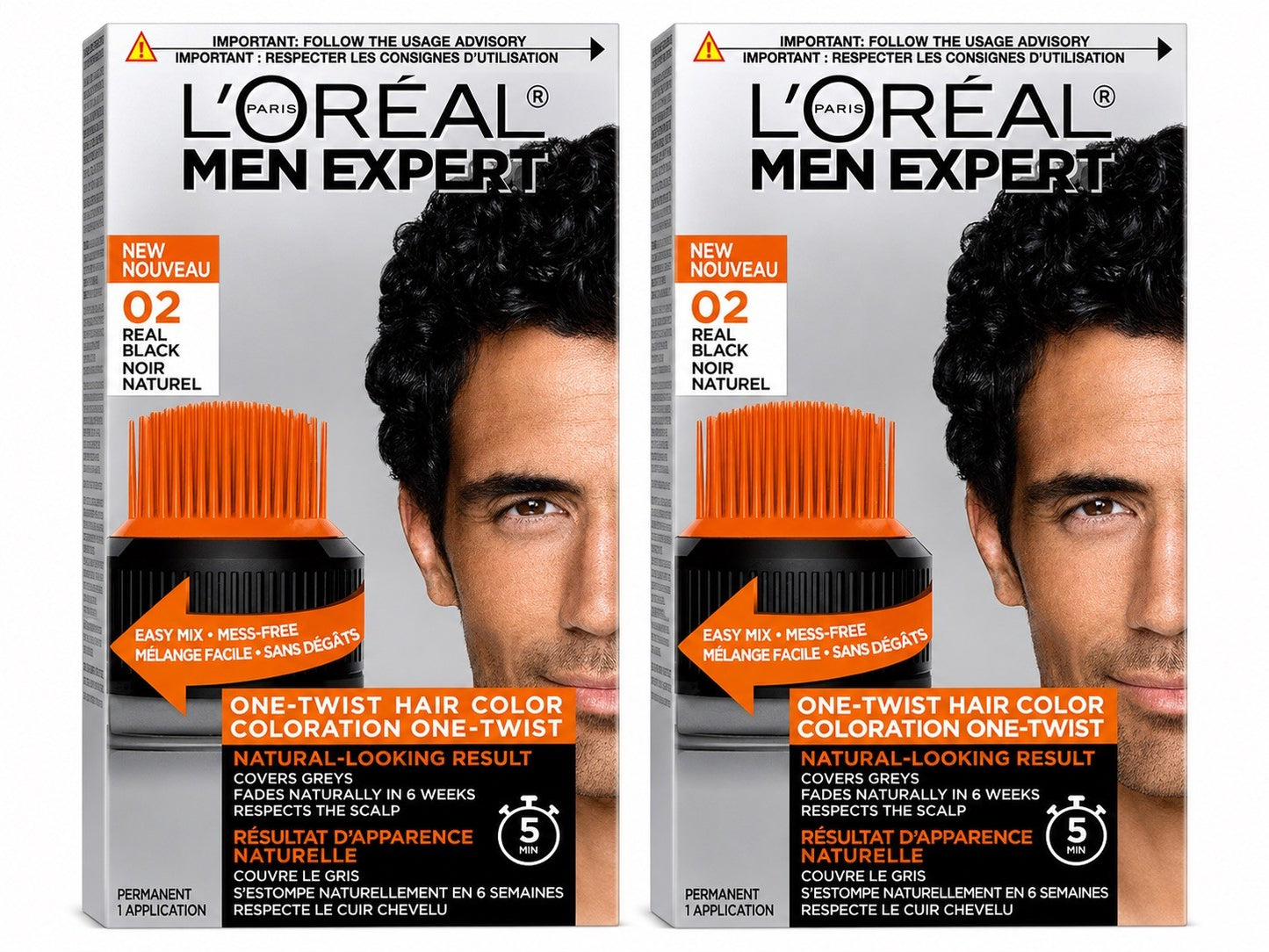 2x L'Oréal Paris Men Expert One Twist Hair Dye, Black Hair Dye, Quick Coverage - Lumi and Leo