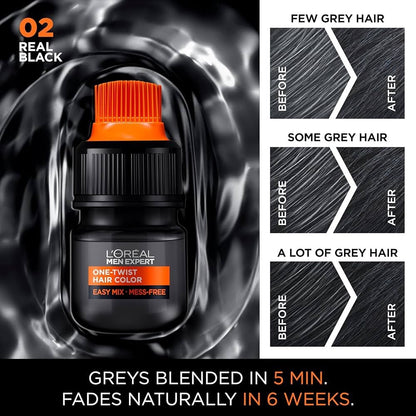 2x L'Oréal Paris Men Expert One Twist Hair Dye, Black Hair Dye, Quick Coverage - Lumi and Leo