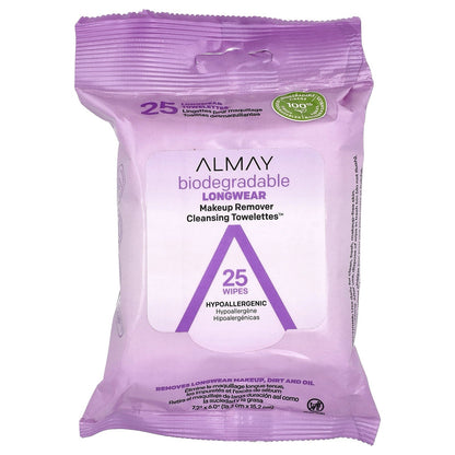 3 Pack Almay Biodegradable Longwear Makeup Remover Cleansing Towelettes 25 Ct - Lumi and Leo