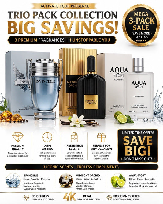 3 Pack Men's Eau de Parfum Fragrance Set Assorted Cologne Spray Gift Collection - Lumi and Leo