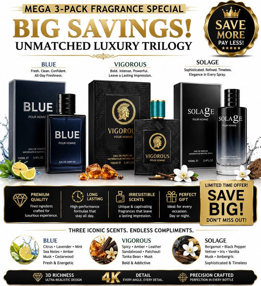 3 Pack Men's Eau de Parfum Fragrance Set Assorted Cologne Spray Gift Collection - Lumi and Leo