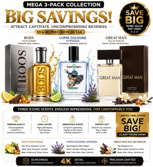 3 Pack Men's Eau de Parfum Fragrance Set Assorted Cologne Spray Gift Collection - Lumi and Leo