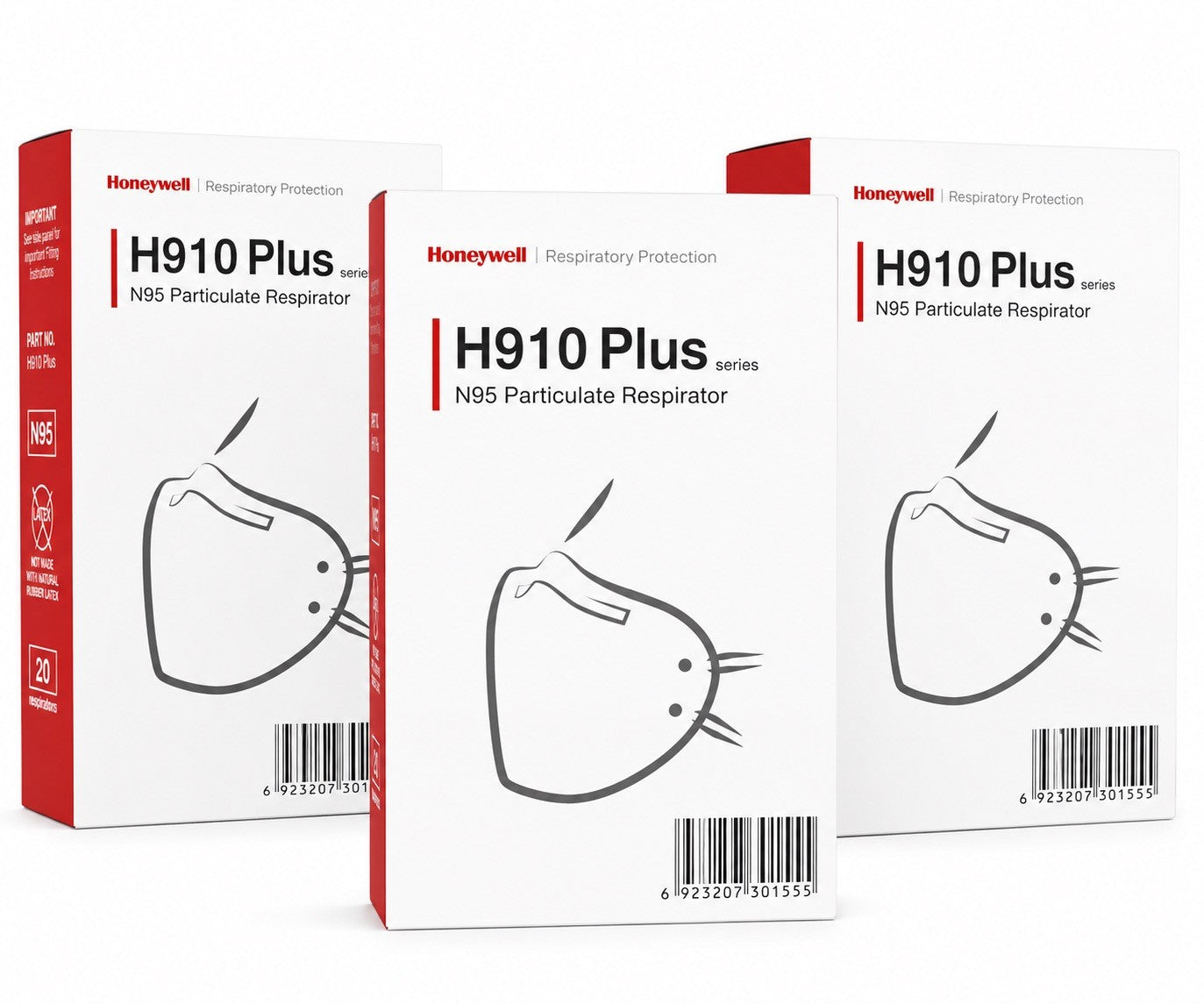 3 x N95 Face Mask Honeywell H910 Plus NIOSH Approved N-95 Respirator 50 Box - Lumi and Leo