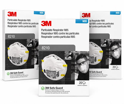 3M 8210 N95 Particulate Respirator NIOSH Approved Face Masks Box of 20 S4 3 pack - Lumi and Leo