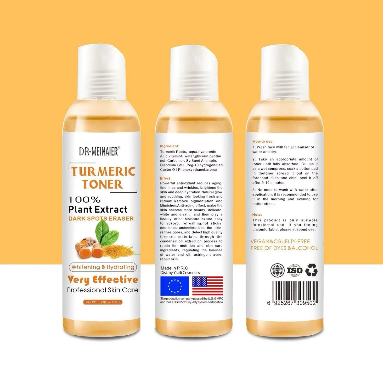 3xDr. Meinaier Turmeric Toner 118ml Dark Spot Eraser Brightening Acne Treatment