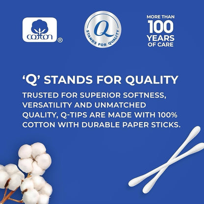 4 Pack Q-tips Cotton Swabs 500 Count Paper Sticks 100% Cotton Soft Gentle - Lumi and Leo