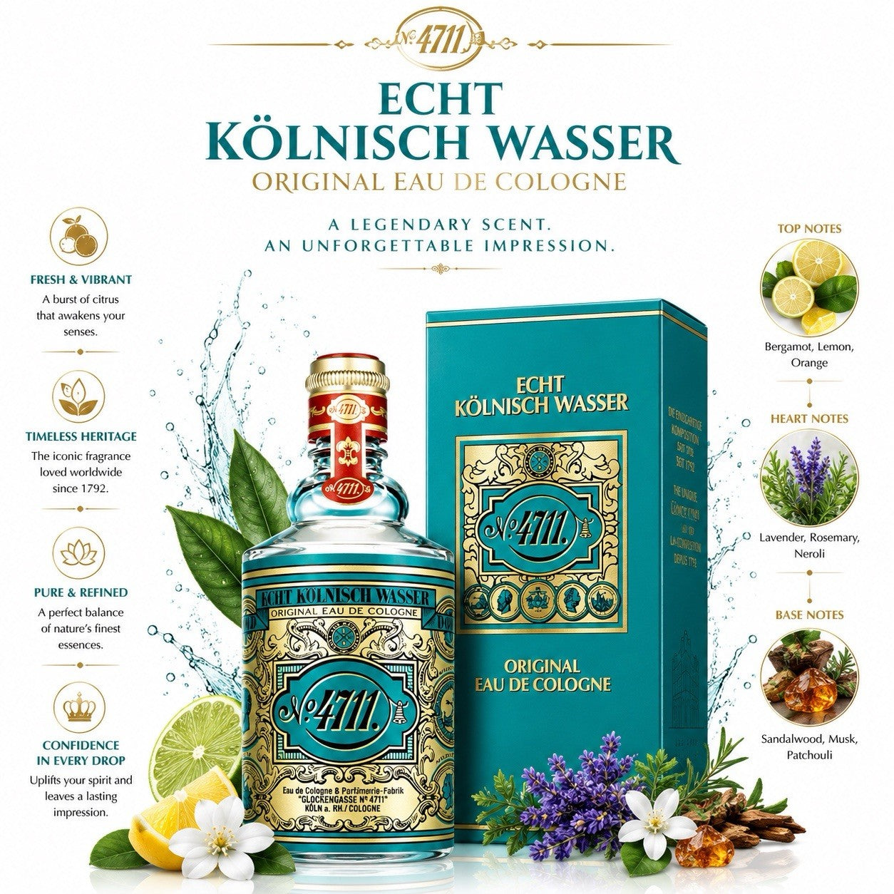 4711 By Muelhens for Men Eau de Cologne Splash, 27 Ounce - 740031 - 401170074...