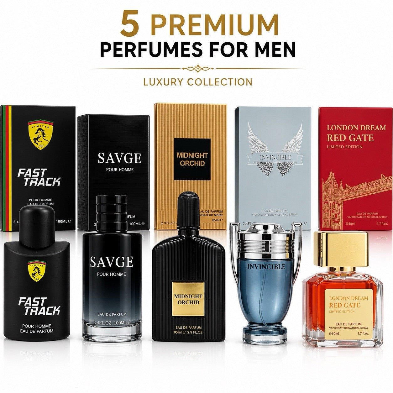 5 Men's Eau de Parfum Gift Set Bundle 100ml Cologne Collection New Big Save !!!!
