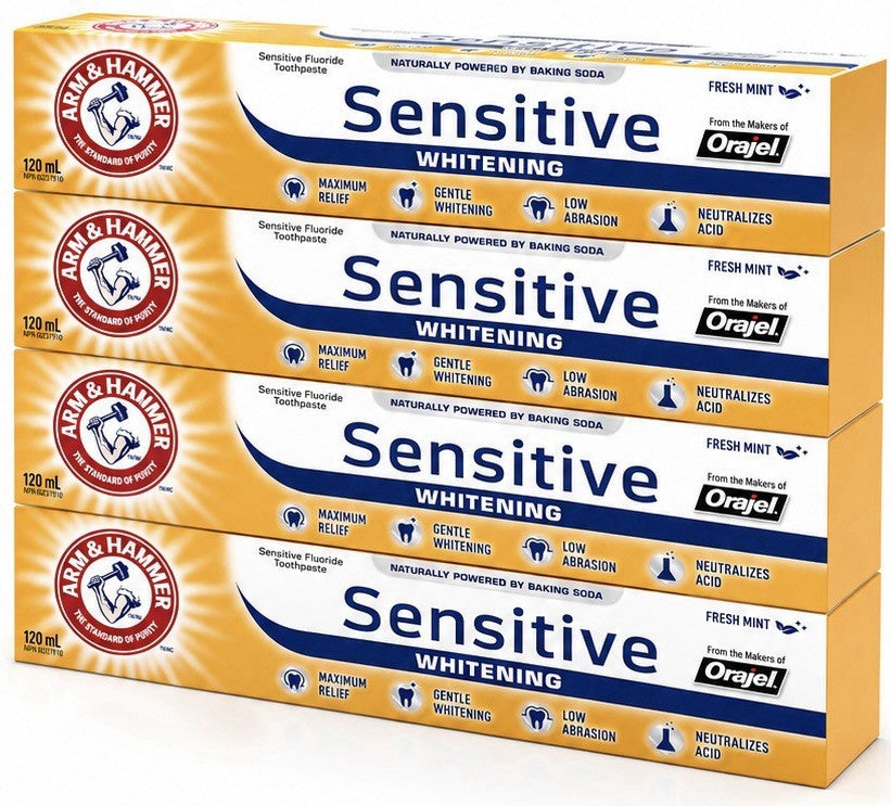 5 Pack Arm & Hammer Sensitive Whitening Toothpaste Fresh Mint 120mL Fluoride - Lumi and Leo