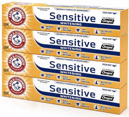 5 Pack Arm & Hammer Sensitive Whitening Toothpaste Fresh Mint 120mL Fluoride - Lumi and Leo
