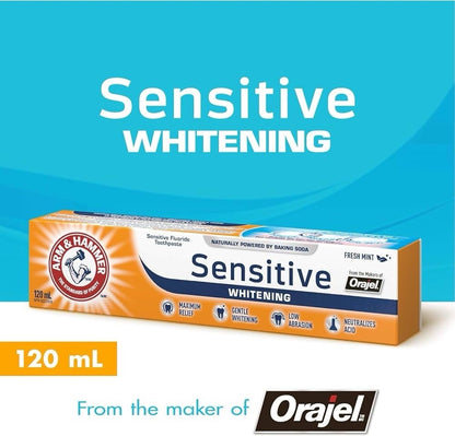 5 Pack Arm & Hammer Sensitive Whitening Toothpaste Fresh Mint 120mL Fluoride - Lumi and Leo