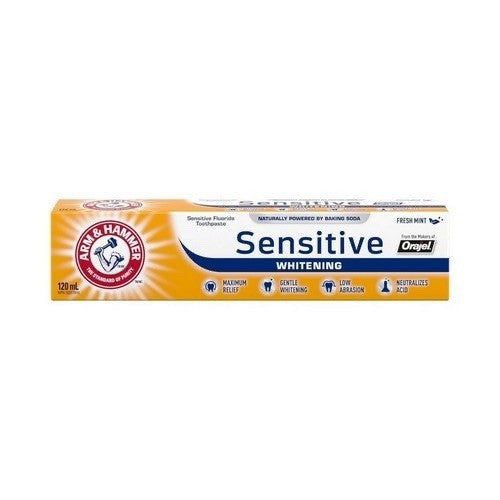 5 Pack Arm & Hammer Sensitive Whitening Toothpaste Fresh Mint 120mL Fluoride - Lumi and Leo